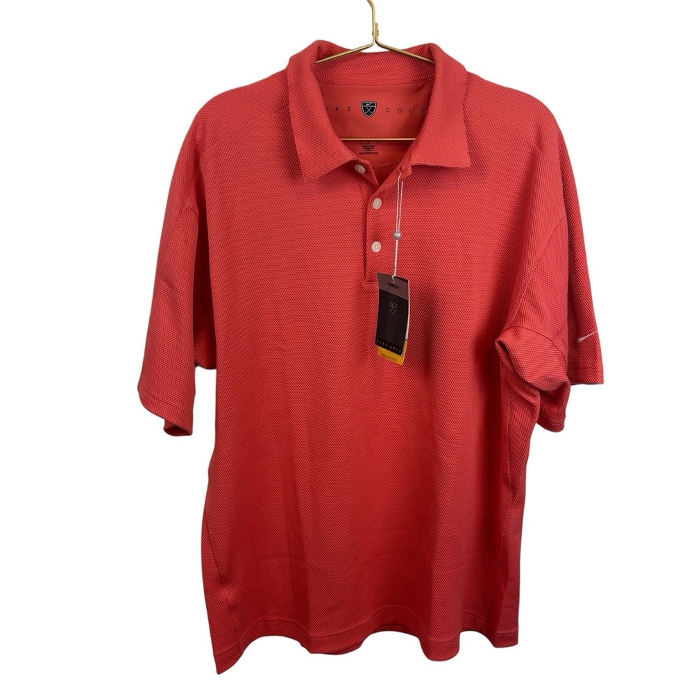 NWT Nike Sphere Dry Golf Coral Red Polo‎ Shirt Size Large  192223 $60